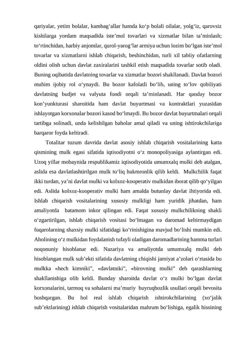 O‘ZBEKISTONDA DAVLAT MULKINI XUSUSIYLASHTIRISH VA BOSHQARISH – IQTISODIYOTNI TARTIBGA SOLISH VOSITASI 3