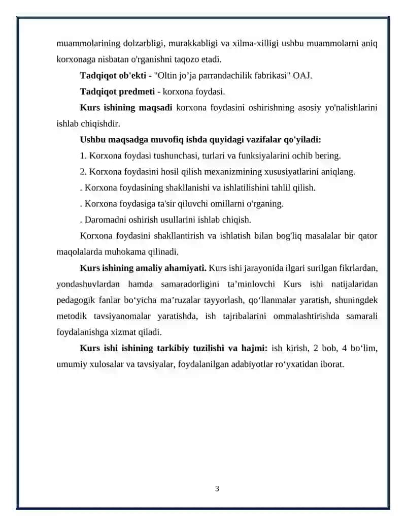 KORXONA FOYDASINI SHAKLLANTIRISH VA UNDAN SAMARALI FOYDALANISH YO’LLARI 3