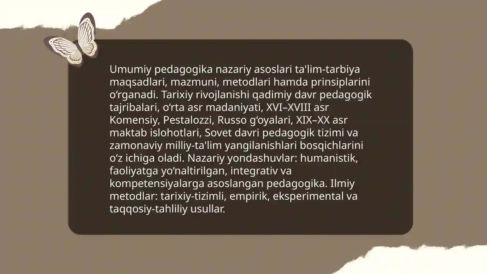 Umumiy pedagogika -talim tarbiya teoriyasi uning ilmiy interativ metodlari 3