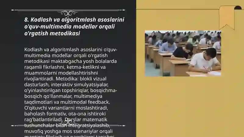 Kodlash va algoritmlash asoslarini o'quv-multimedia modellar orqali o'rgatish metodikasi 3
