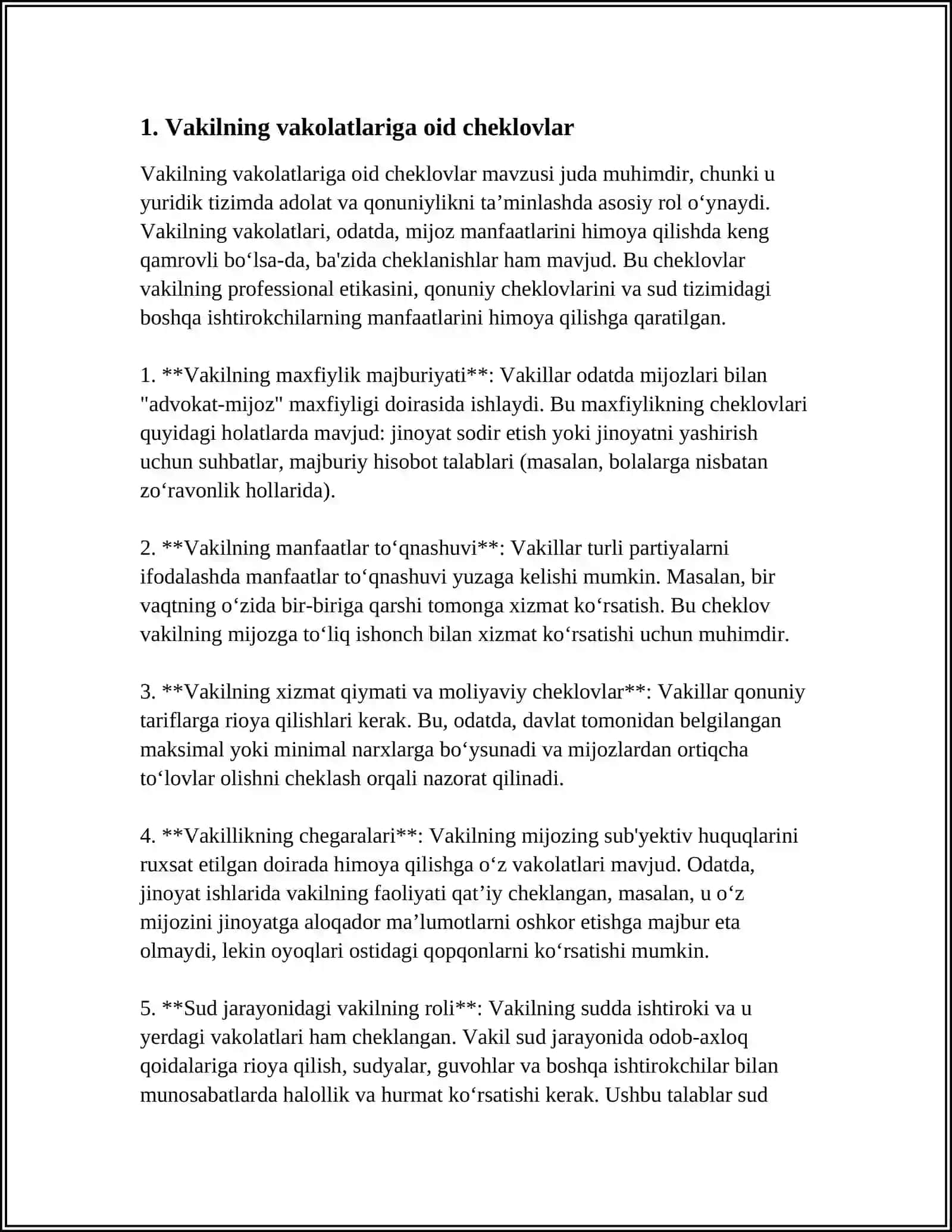 HIMOYACHINING, JABRLANUVCHI, FUQAROVIY DA’VOGAR YOKI FUQAROVIY JAVOBGAR VAKILINING ISHDA ISHTIROK ETISHIGA MONELIK QILADIGAN HOLATLAR 3
