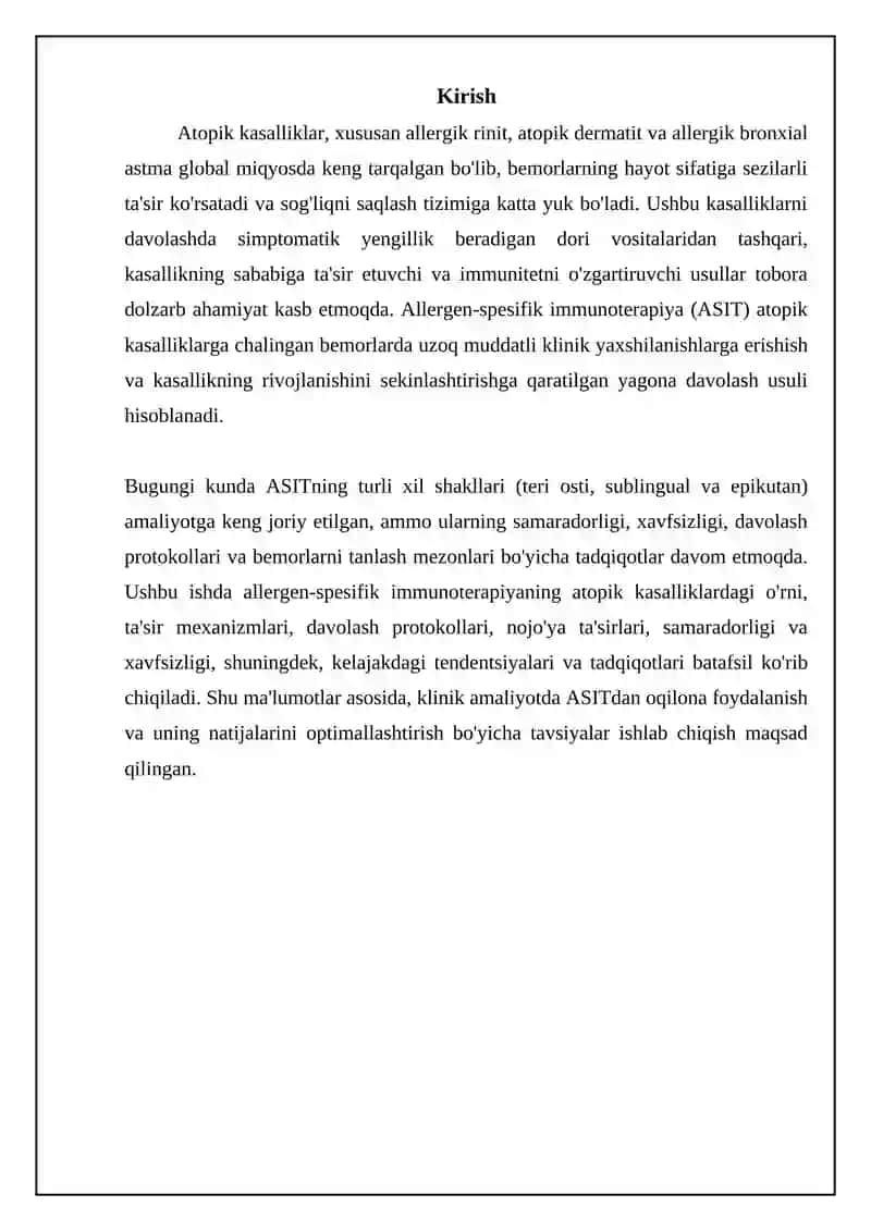 Atopik kasalliklarning maxsus immunoterapiyasi 3