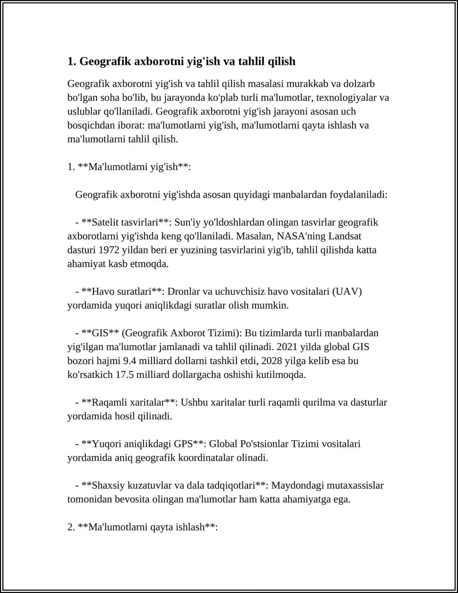 GEOGRAFIYALIK VA GEOLOGIYALIK MALUMOTLAR BAZASIN YARATISH 3