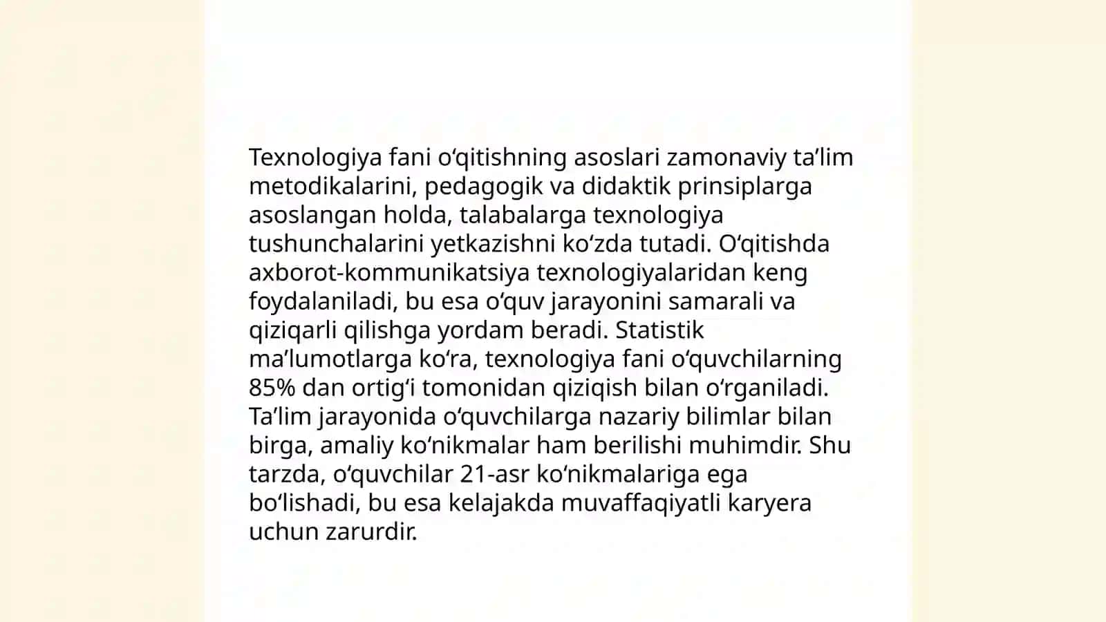 Texnologiya fani o'qitishning asoslari 3