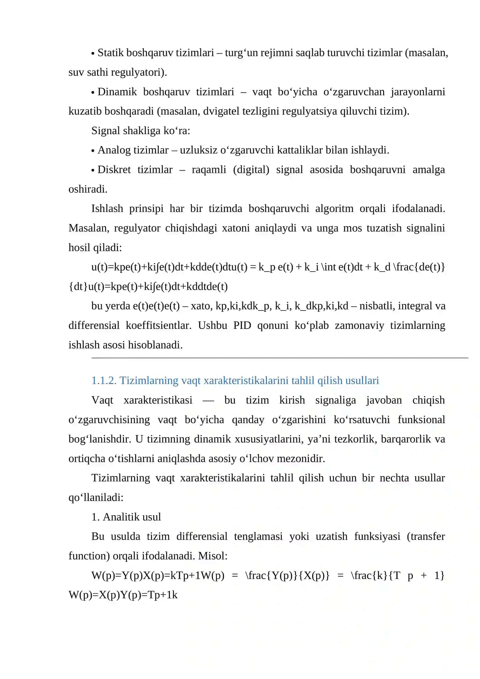 AVTOMATIK BOSHQARISH SISTEMALARINING VAQT XARAKTERISTIKALARINI TADQIQ ETISH 3