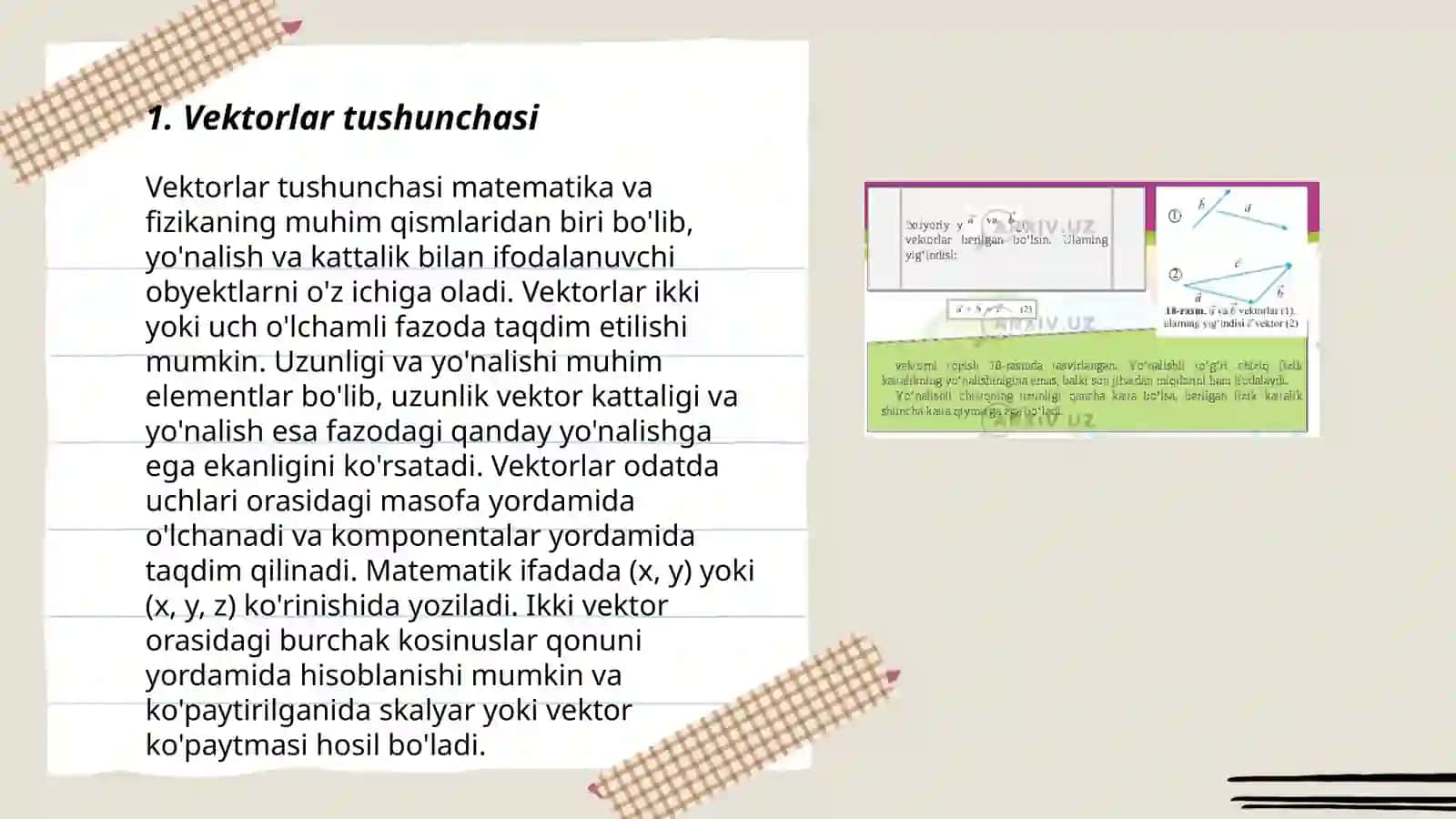Vektorlar tushunchasi 3