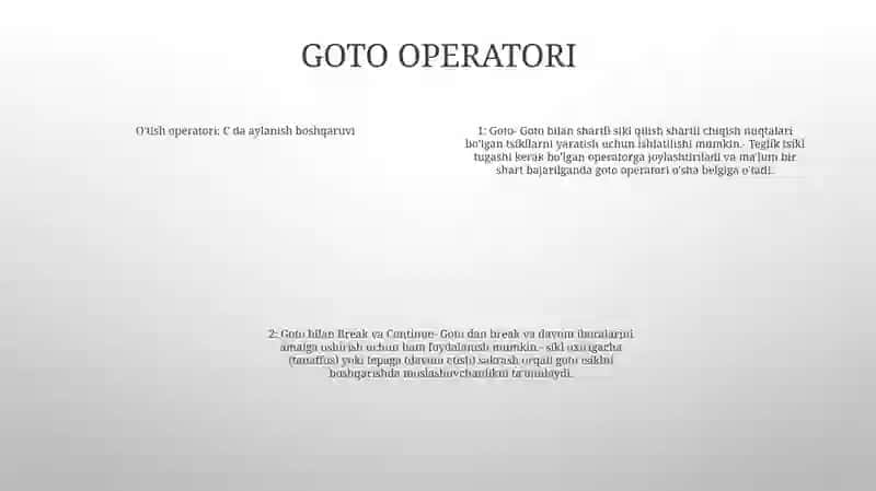 Goto Operatori Yordamida Takrorlanuvchi Jarayonlar Hosil Qilish 3