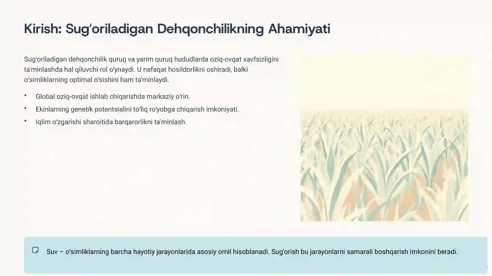 Sugʻoriladigan Dehqonchilikning Fiziologik Xususiyatlari 3