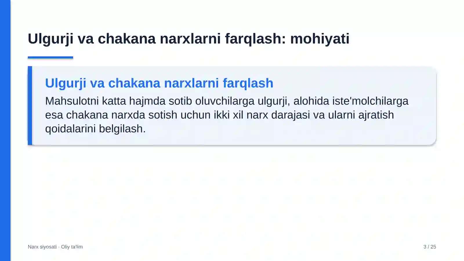 yakka tartibdagi uy joy qurilishida ulgurji va chakana narxlarni farqlash 3799 3