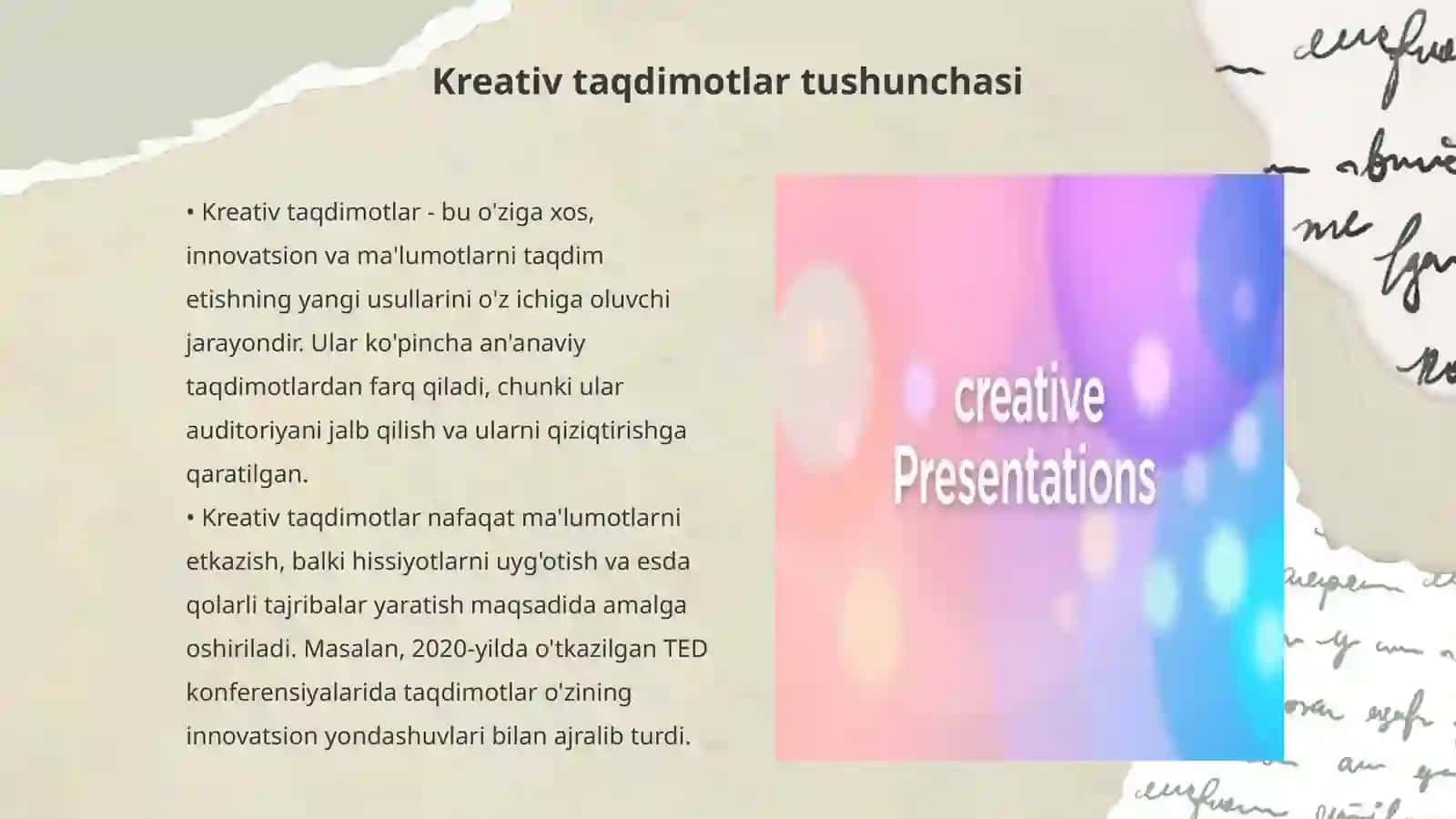 Kreativ taqdimotlar 3