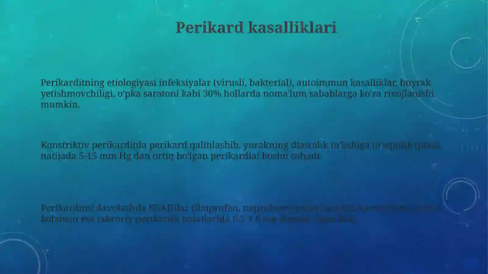 Perikardkasalliklari.Yurakoʻsmalari.Yuraktransplantatsiyasi 3