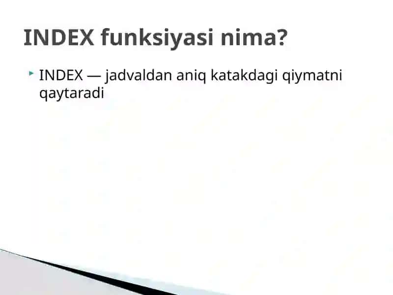 45 daqiqalik taqdimot Excel / Informatika 3