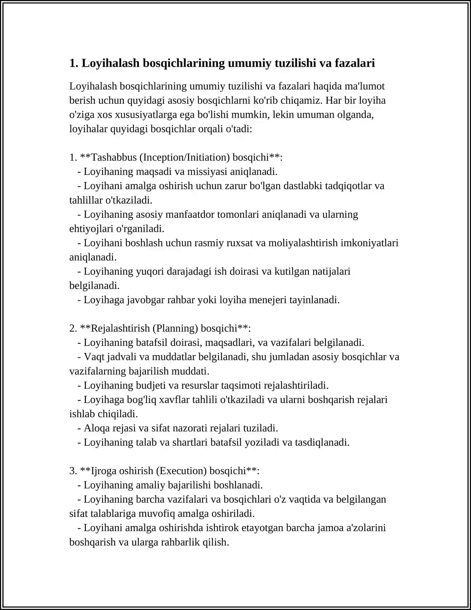LOYIHALASH BOSQICHLARI VA TEXNIK TOPSHIRIQ TAYYORLASH 3