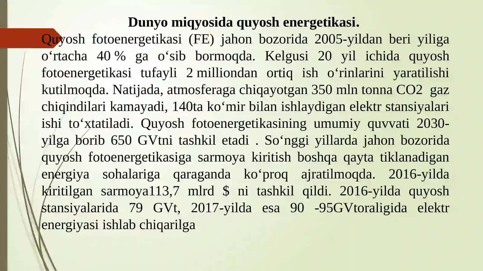 Quyosh energiyasi va undan foydalanish 3