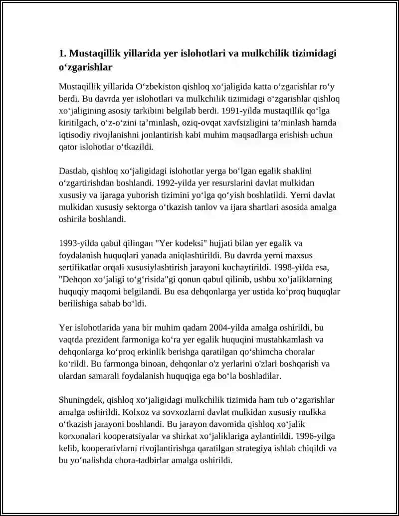 MUSTAQILLIK YILLARIDA QISHLOQ XO'JALIGIDAGI O'ZGARISHLAR 3