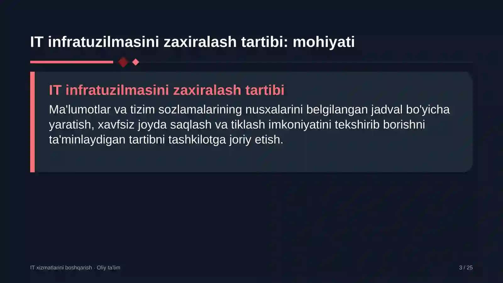 optik tolali aloqa tarmoqlarida axborot texnologiyalari infratuzilmasini zaxiralash tartibini joriy etish 9237 3
