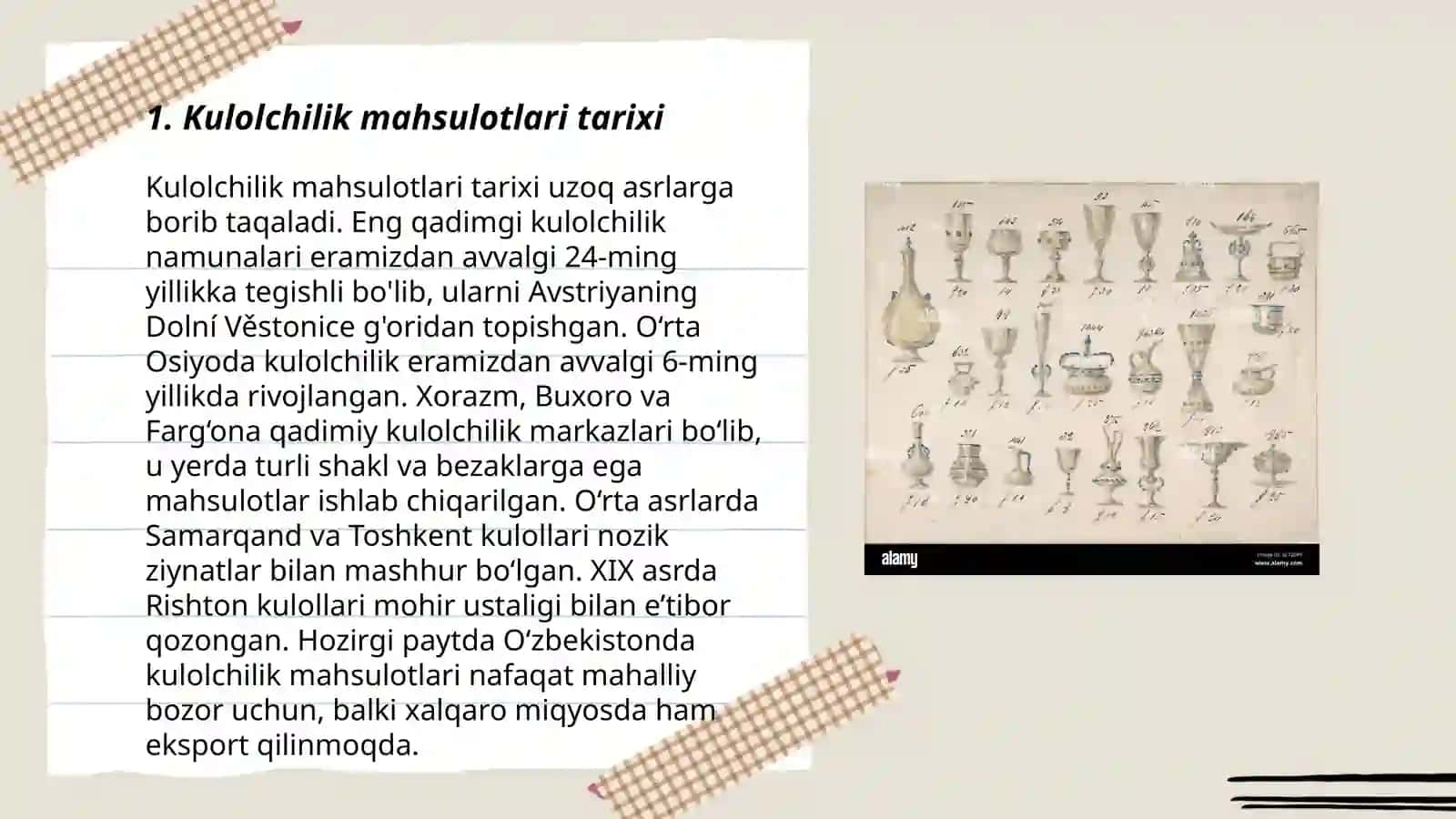 Kulolchilik mahsulotlari turlari, materiallar va asbob-uskunalarni oʻrganish 3