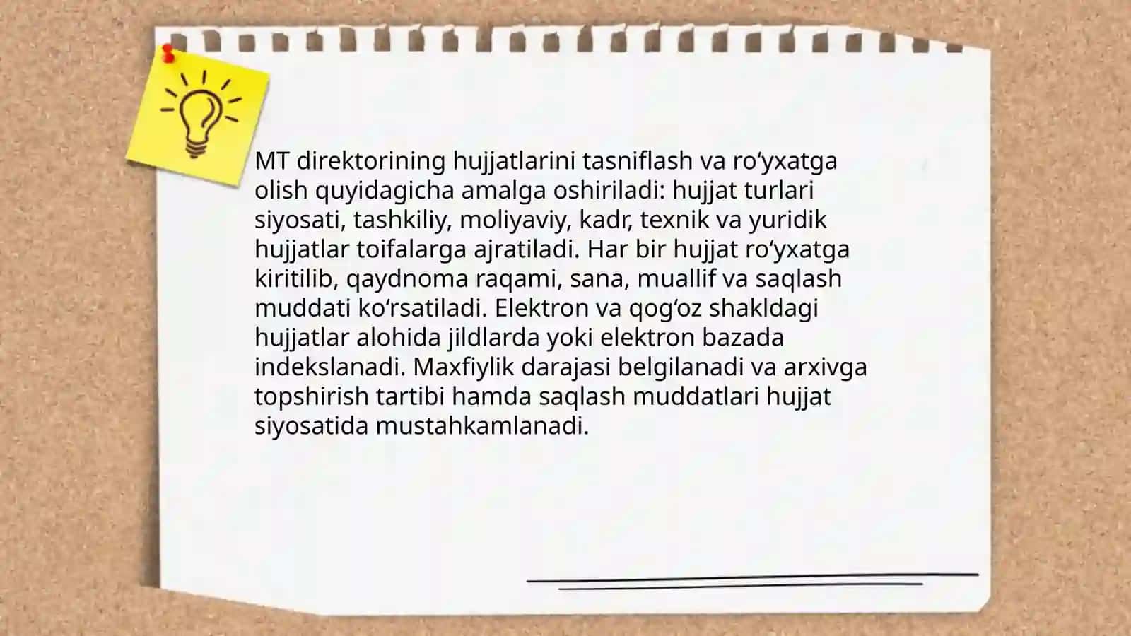 MT direktorining faoliyatga oid huquqiy-meyoriy hujjatlarning yuritilishga quyiladigan asosiy talablar 3