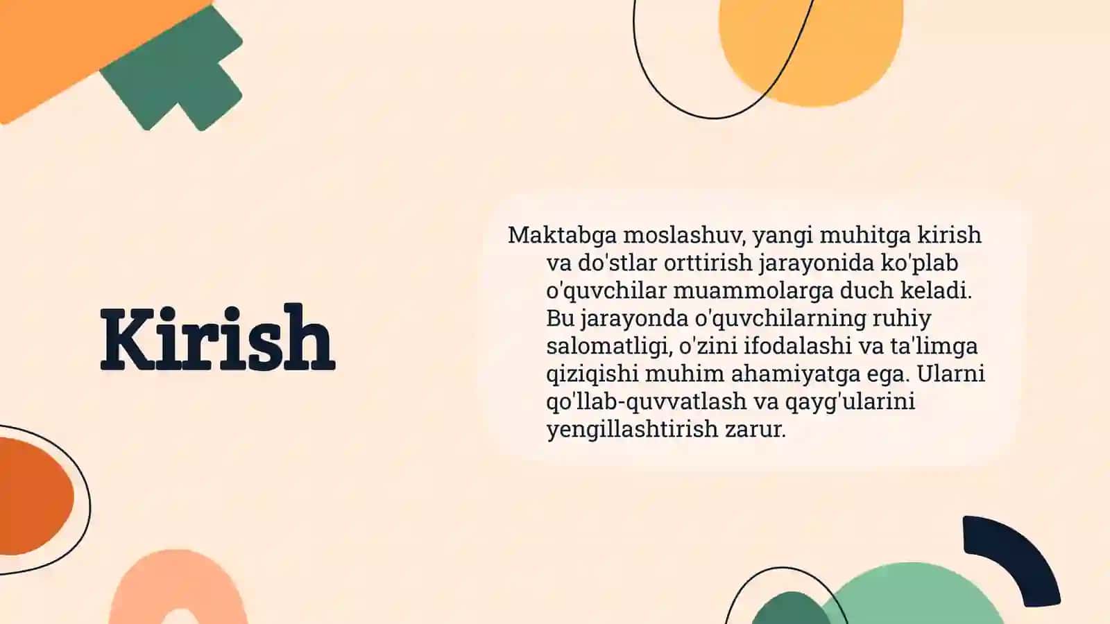 Maktabga moslashuv mumammolari 3