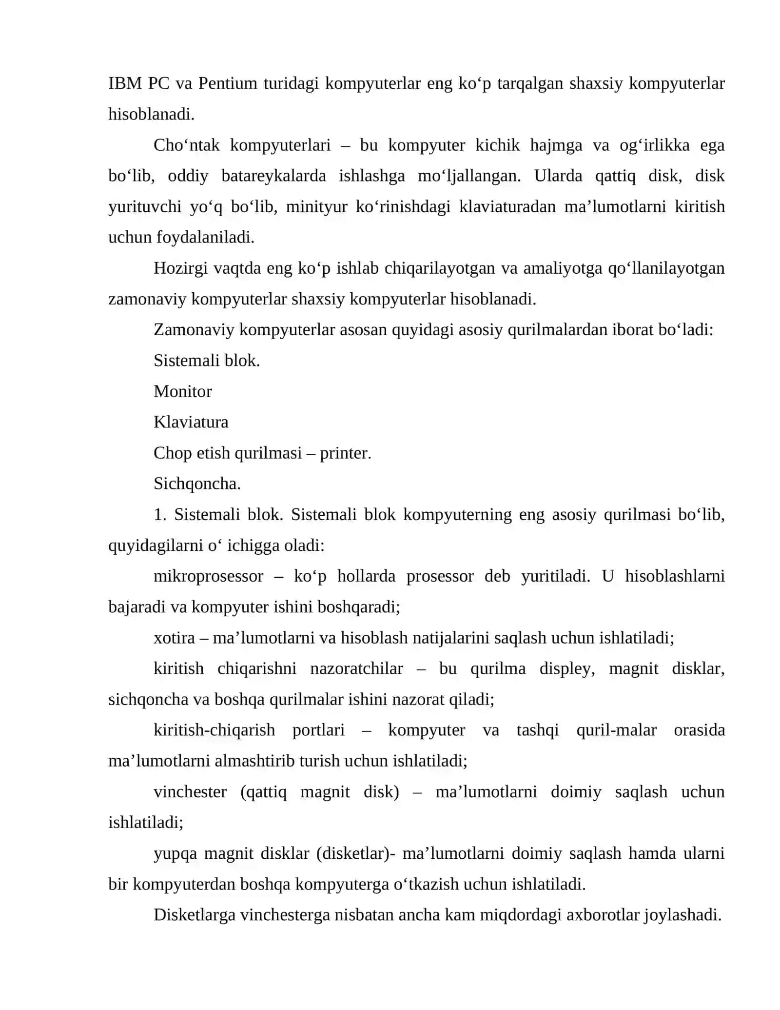 Kompyuterlar haqida umumiy maʼlumotlar 3