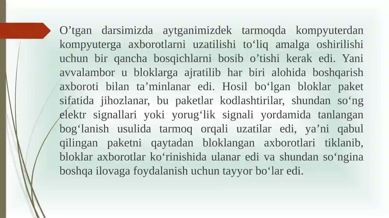 Kompyuter tarmog‘ining muloqot etalon modeli 3