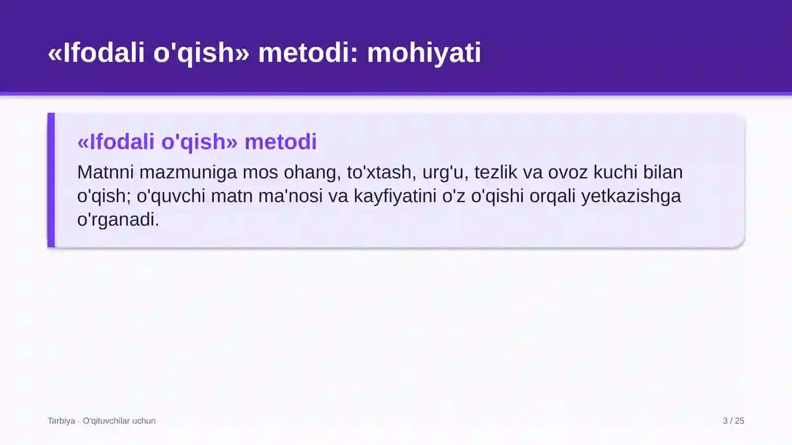 tarbiya darslarida ifodali o'qish metodidan foydalanish 4504 3