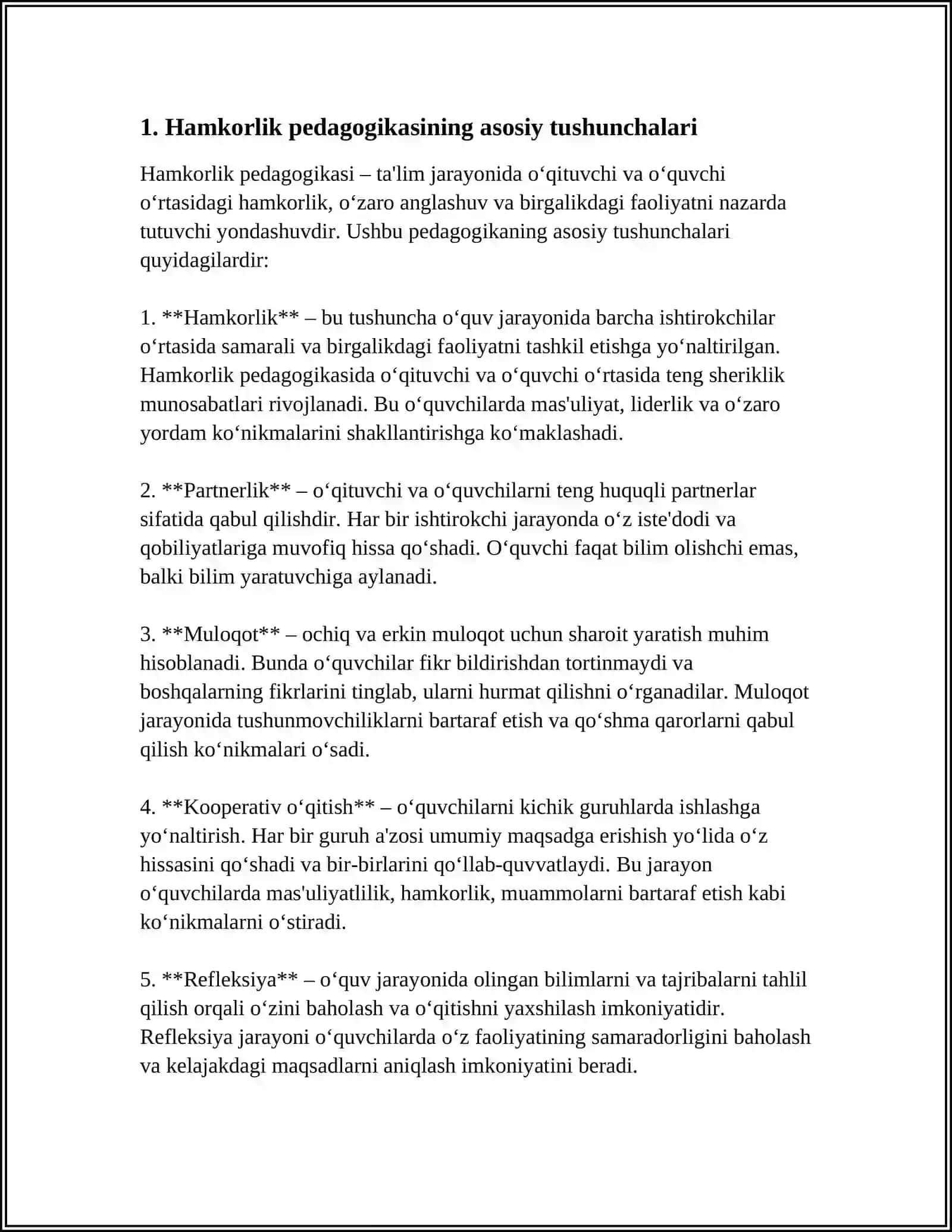 HAMKORLIK PEDAGOGIKASINING KONTSEPTUAL G'OYALARI 3