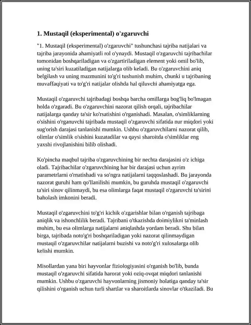 EKSPREMENTAL OʻZGARUVCHI TURLARI 3