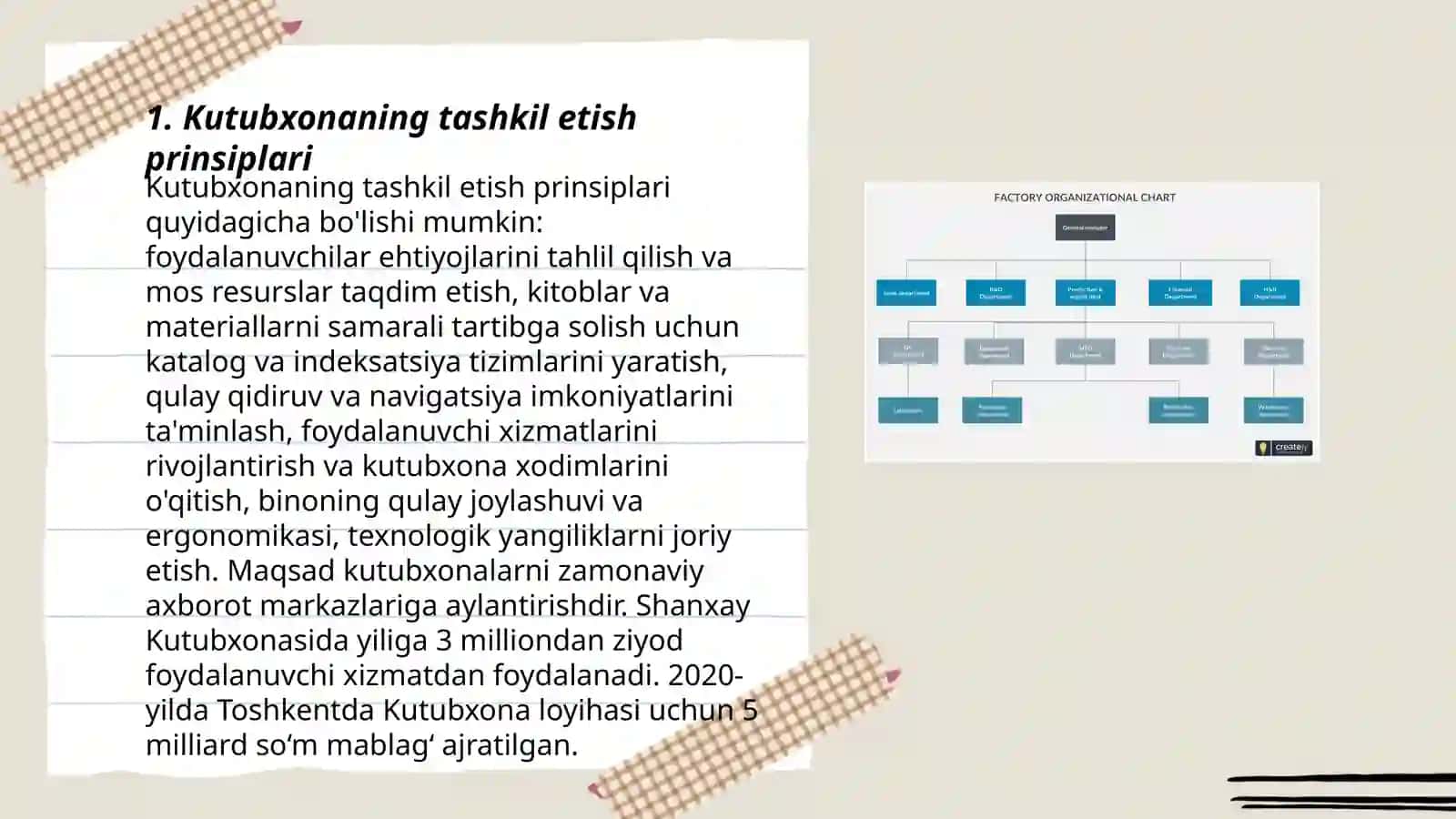 Kutubxonashunoslik ishini tashkil etish prinsiplari va uning funksiyalari 3