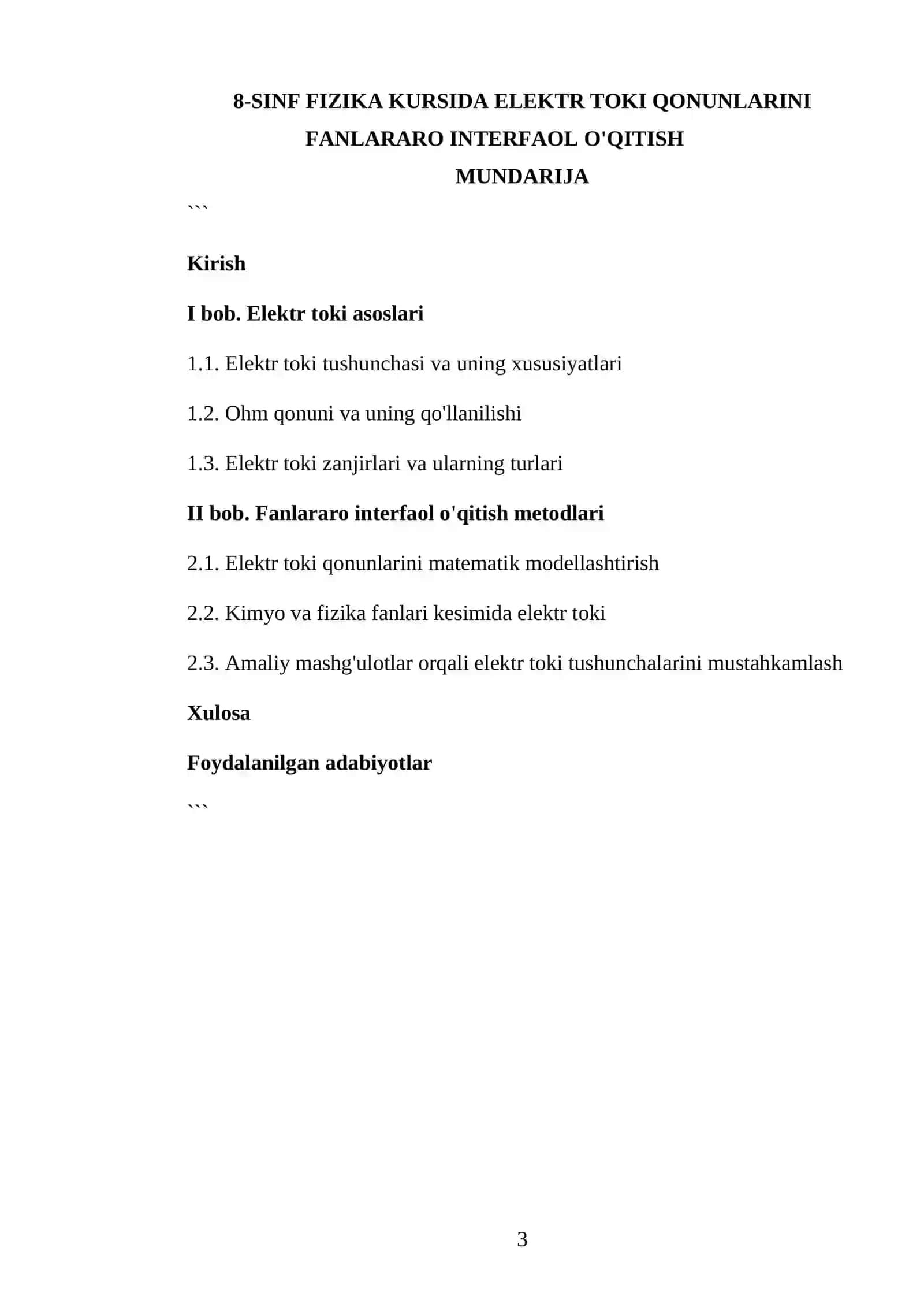 FIZIKA FANIDAN TAYYORLAGAN KURS ISHI 3