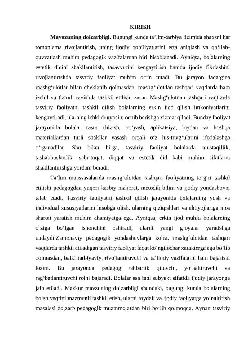 Mashgʻulotdan tashqari  vaqtlarda tasviri faoliyatni tashkil qilish 3