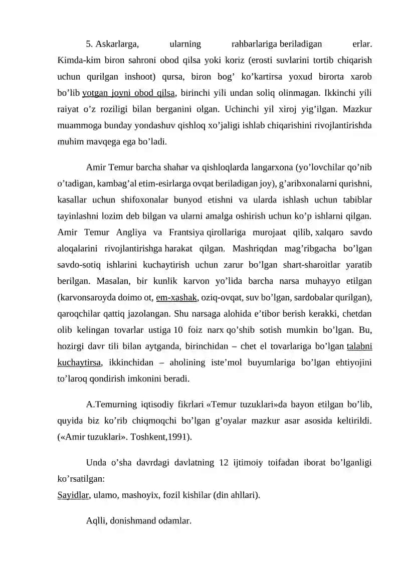 Amir Temurning iqtisodiy siyosati 3