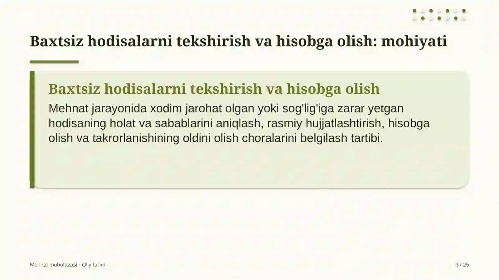 Yuqumli kasalliklar shifoxonalarida baxtsiz hodisalarni tekshirish va hisobga olish 3