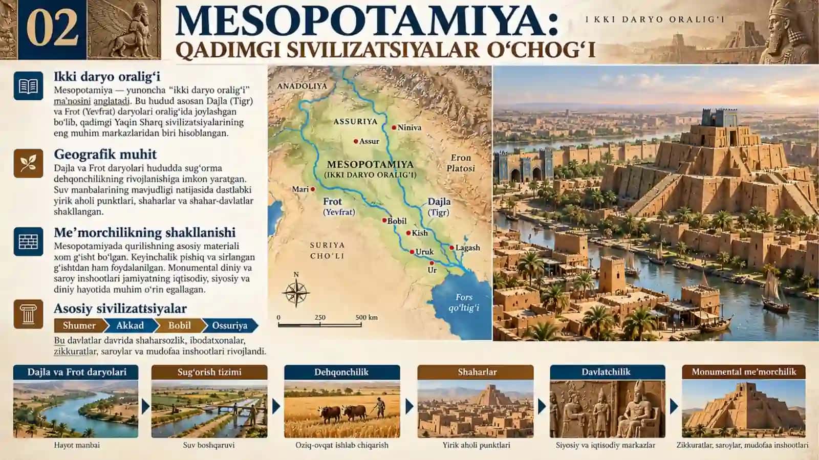 Old Osiyo me’morchiligi: Ikki daryo oralig‘i va Mesopotamiya.pptx 3
