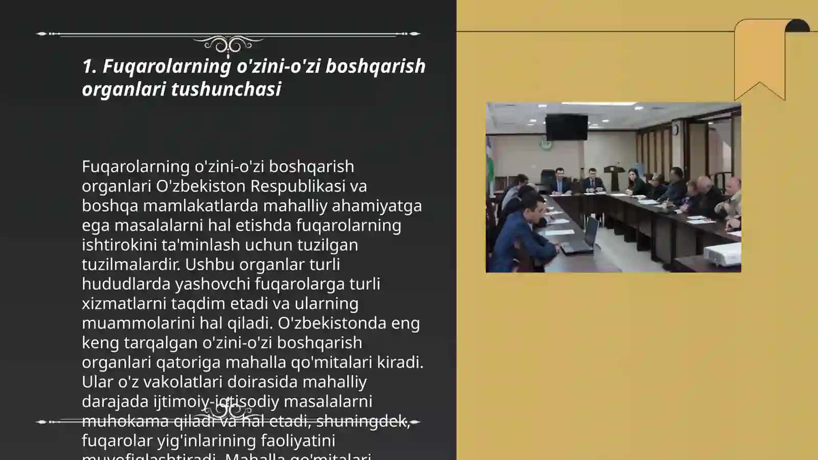 Fuqarolarning o'zini-o'zi boshqarish organlari. Mahalliy xalq deputati organlari asoslar 3