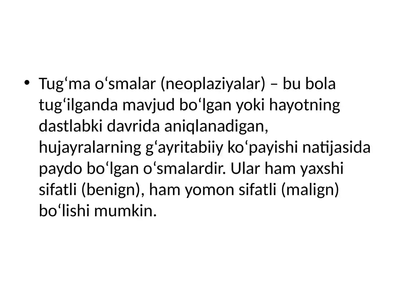 Tug`ma o`smalar 3