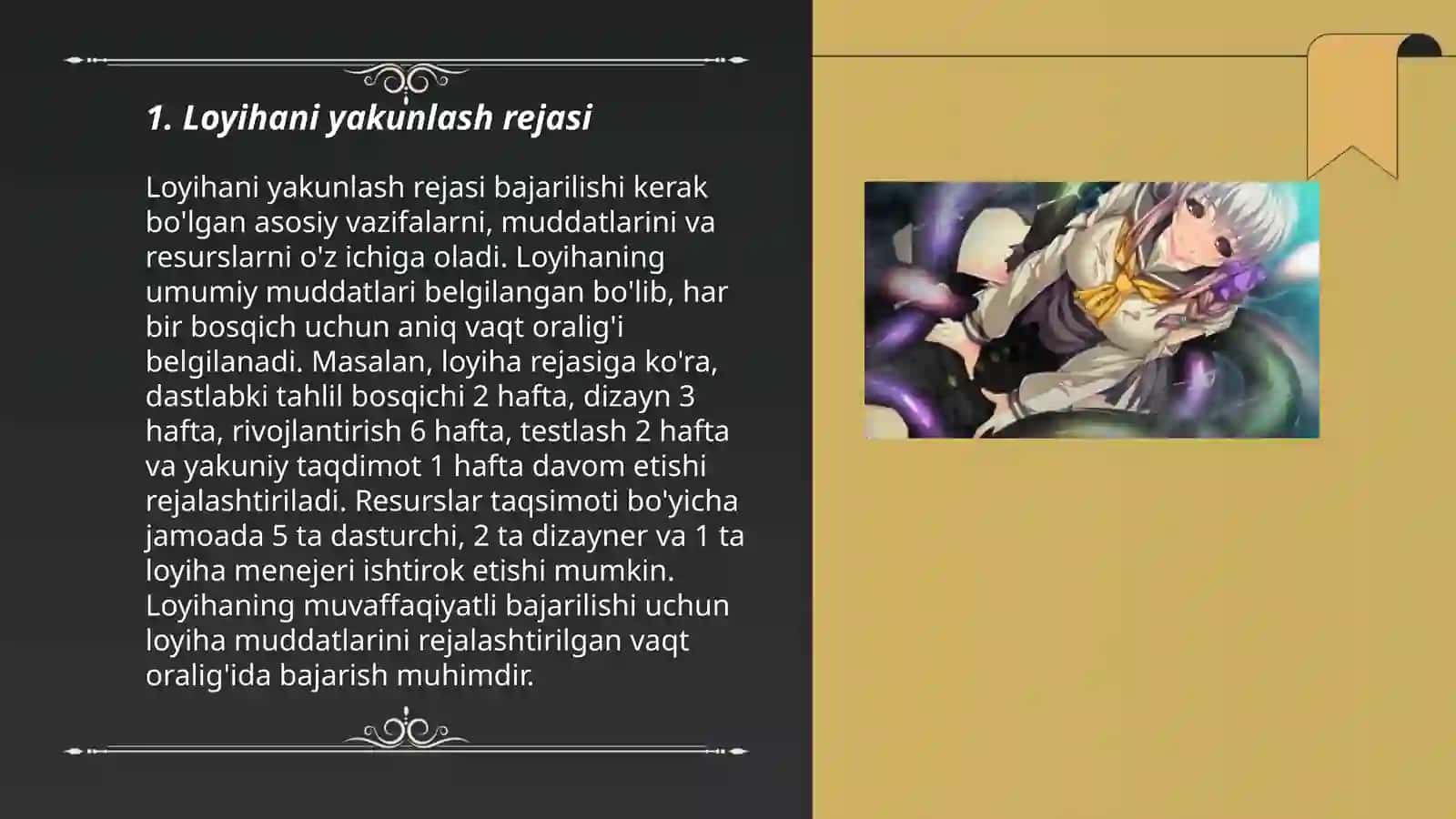 Loyihani yakunlash rejasi 3
