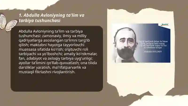 Abdulla Avloniyning ta'lim va tarbiya tushunchasi 3