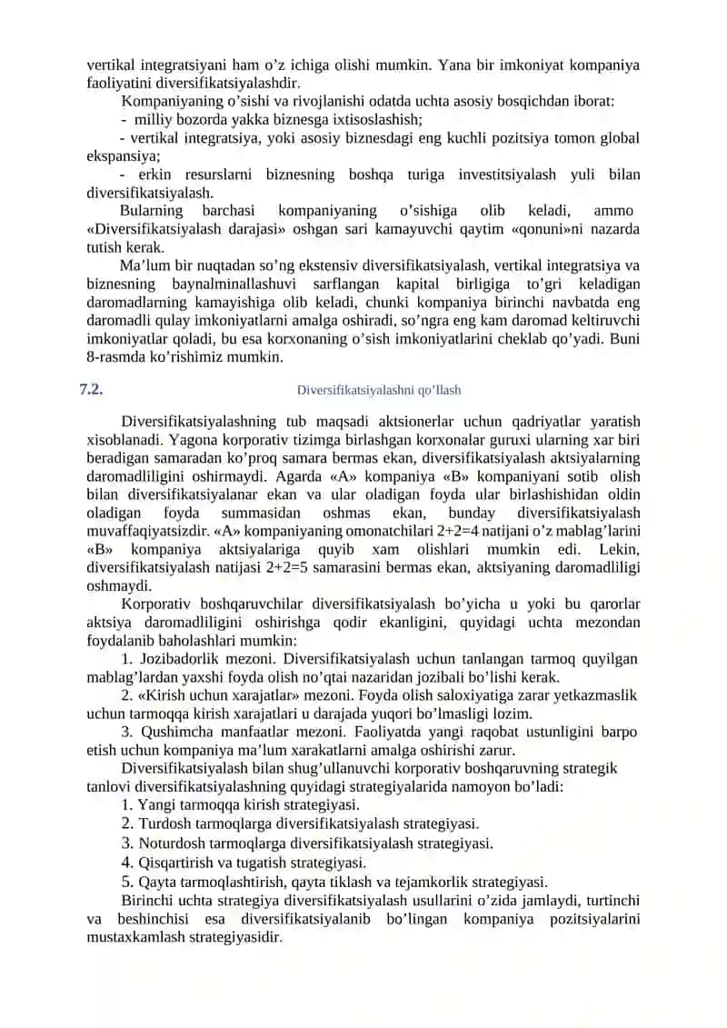 DIVERSIFIKATSIYАLASHNING KORPORATIV STRATEGIYАLARI 3