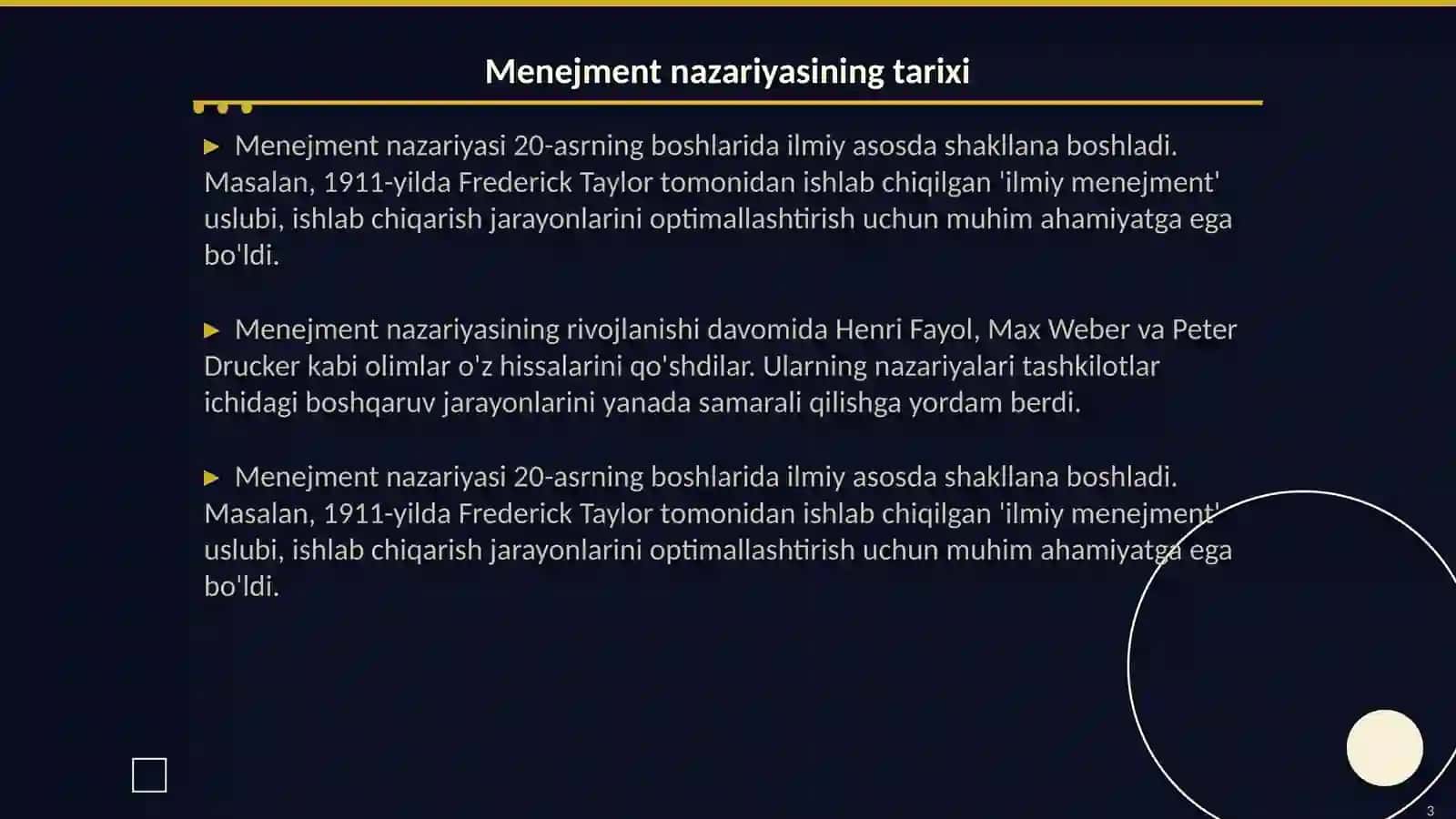 Menejmentning nazariy talqinlari va uning asosiy tamoyillari 3