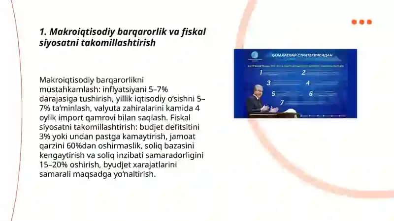 Oʻzbekiston iqtisodiyotida islohotlarni chuqurlashtirish boʻyicha rivojlanish strategiyasi 3