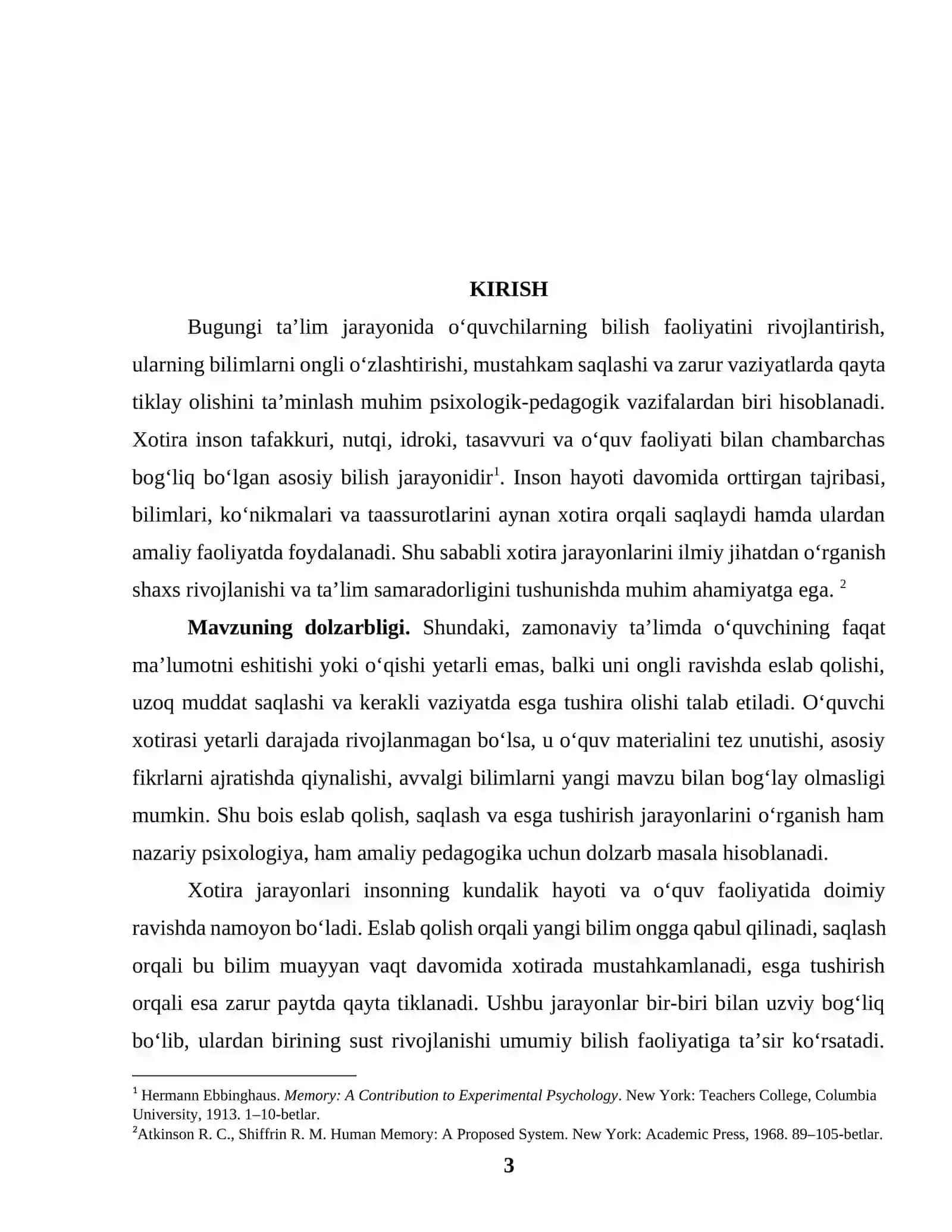 XOTIRA JARAYONLARI: ESLAB QOLISH, SAQLASH VA ESGA TUSHIRISH 3