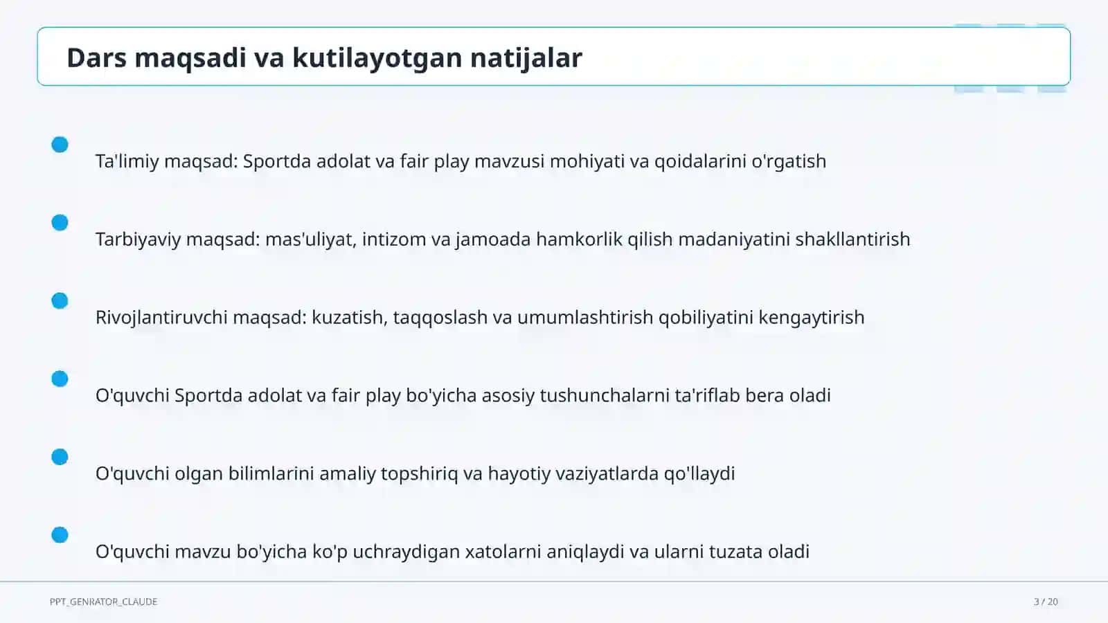Sportda adolat va fair play (10-sinf) 3