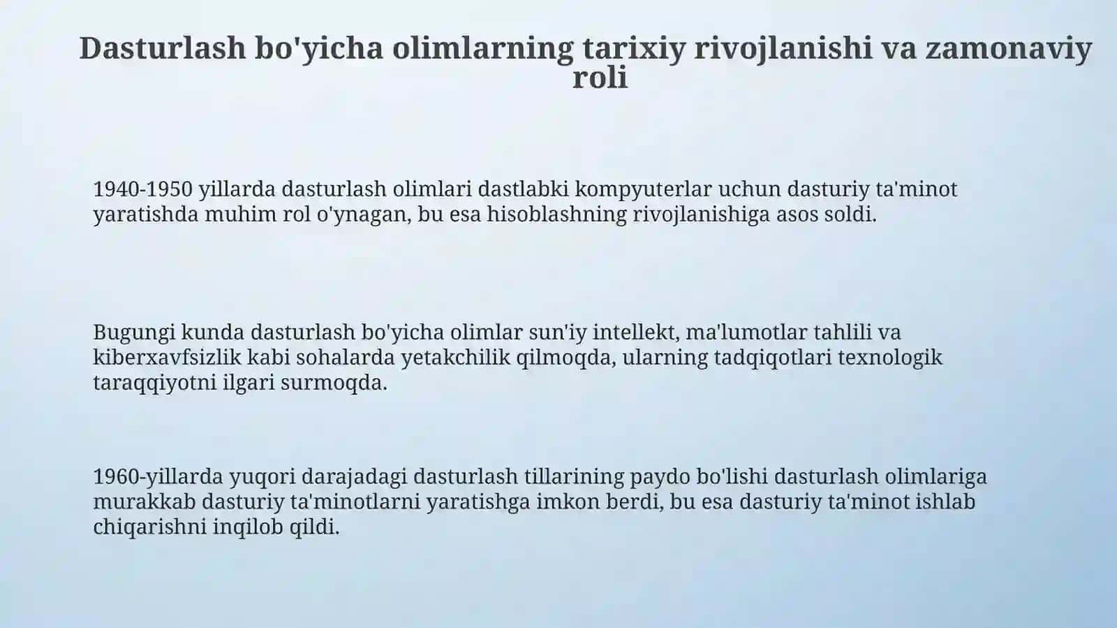 Dasturlash sohasi olimlari dunyo nigohida 3