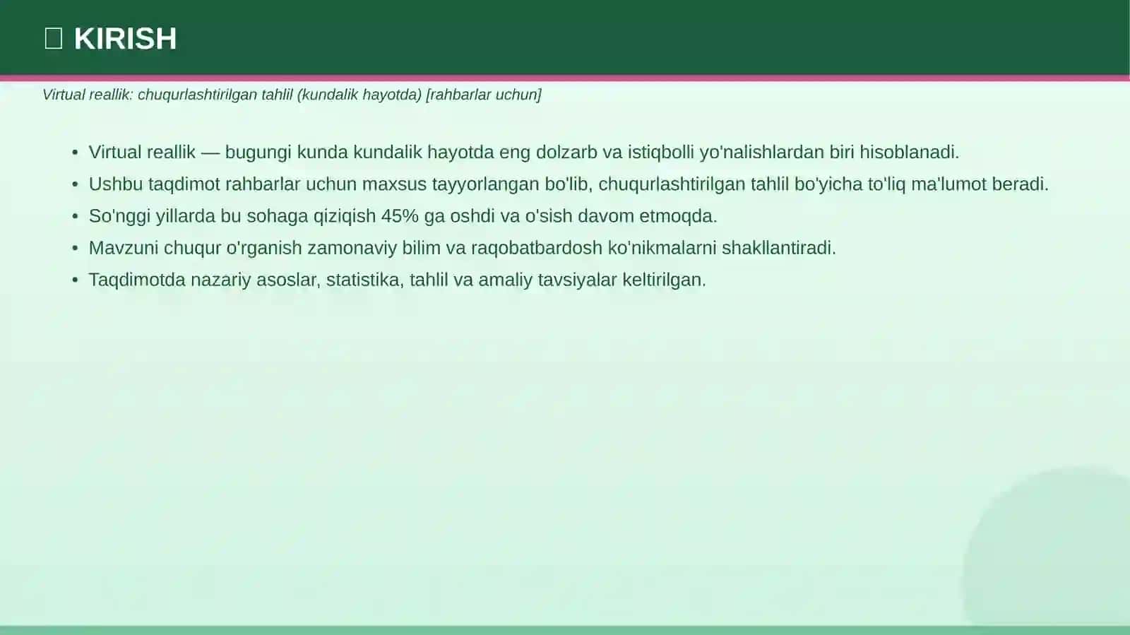 VIRTUAL REALLIK Chuqurlashtirilgan tahlil 3