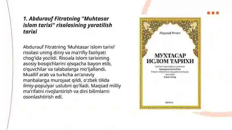 Abdurauf Fitratning “Muhtasar islom tarixi” risolasi 3