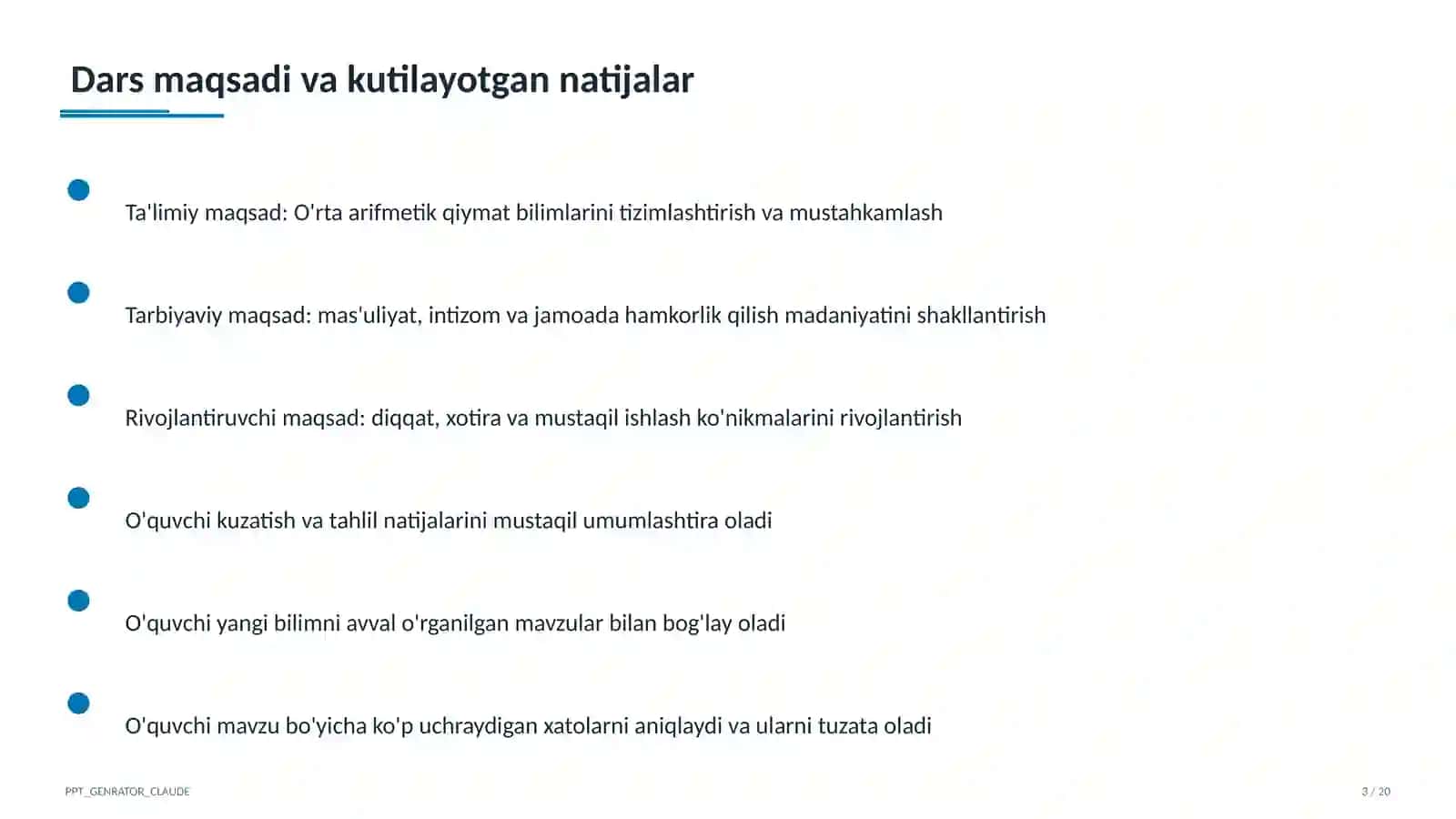 O'rta arifmetik qiymat (5-sinf) 3