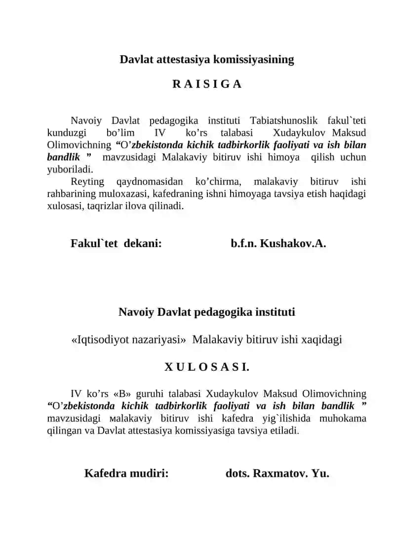 O’zbеkistonda kichik tadbirkorlik faoliyati va ish bilan bandlik 3