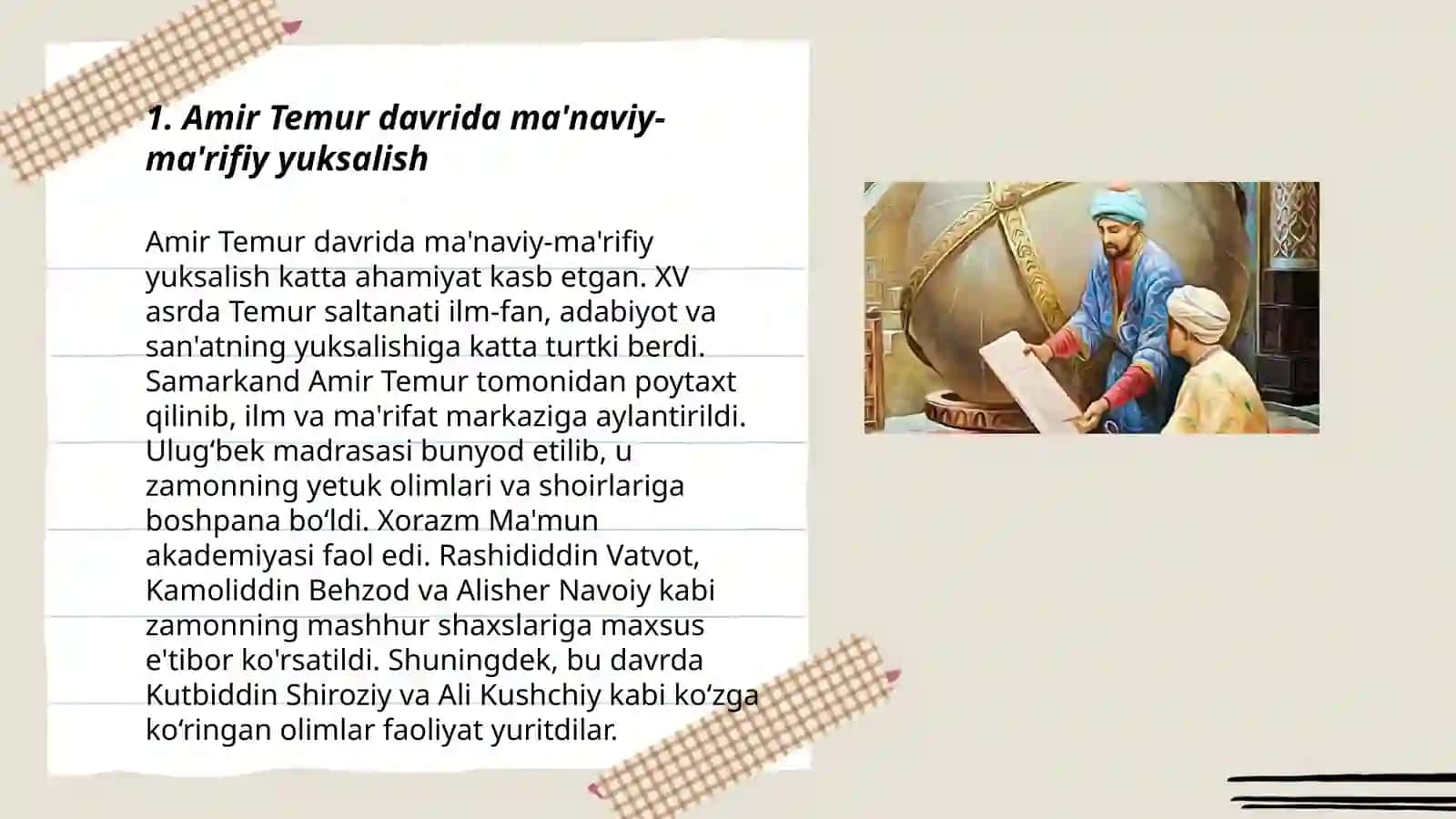 Temuriylar davrida ma’naviy-ma’rifiy yuksalish 3