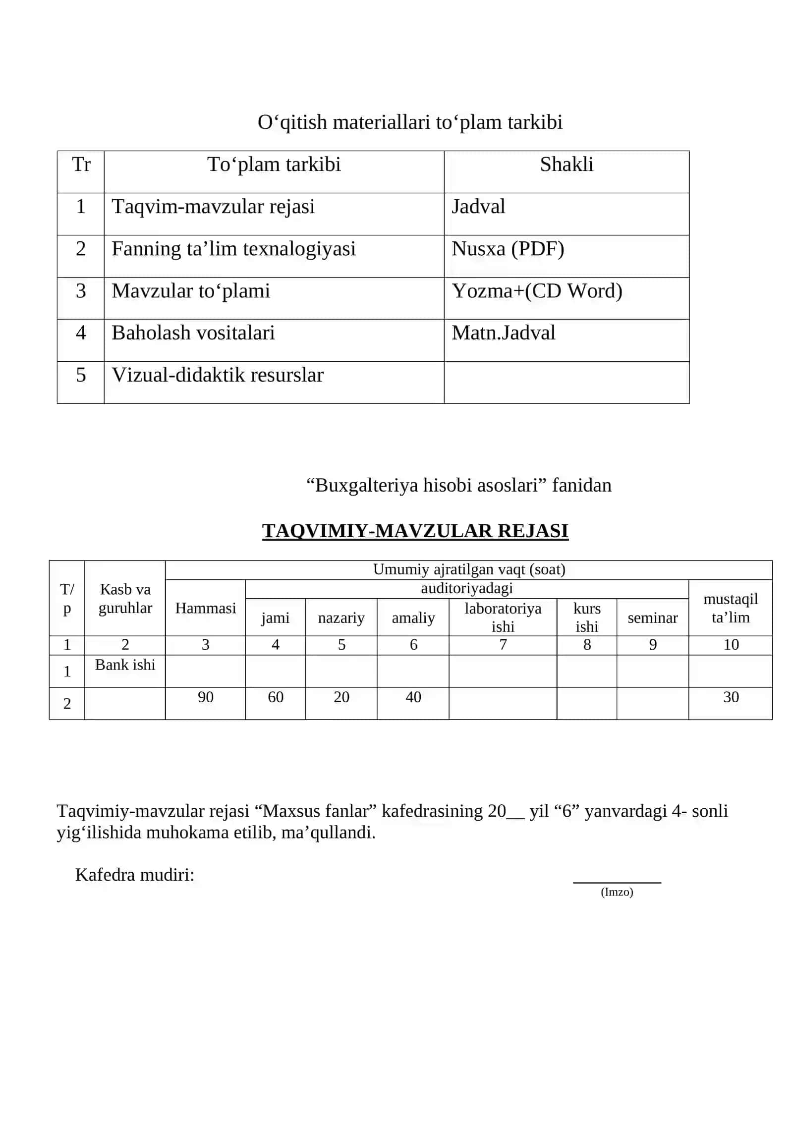 BUXGALTERIYA HISOBI ASOSLARI fanidan OʻQITISH MATERIALLARI 3
